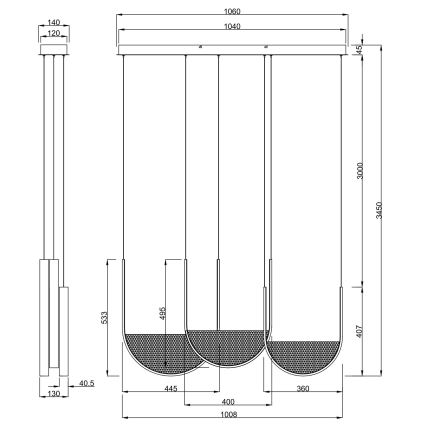 Ondaluce - LED dimmelhető kábeles csillár LOTUS LED/70W/230V arany