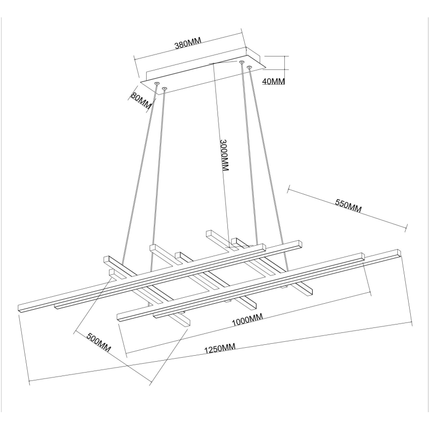 Ondaluce - LED dimmelhető kábeles csillár MOVIDA LED/114W/230V arany