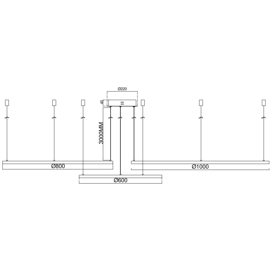 Ondaluce - Fényerőszabályozható kábeles LED csillár SOEL LED/28W/230V + LED/38W + LED/47W Ø 100/80/60 cm aranyszínű