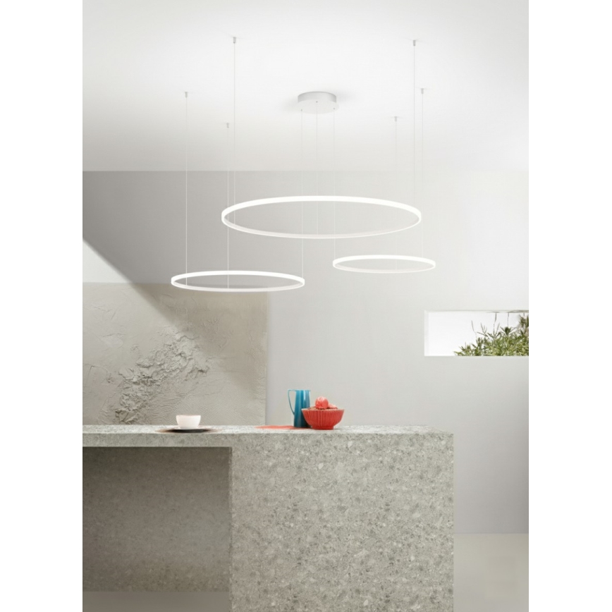 Ondaluce - LED dimmelhető csillár kábelen SOEL LED/28W/230V + LED/38W + LED/47W 3000/4000K átm. 100/80/60 cm fehér