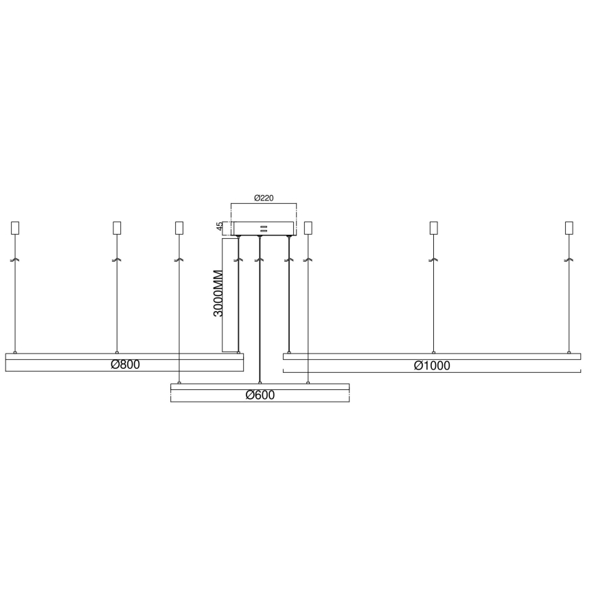 Ondaluce - LED dimmelhető csillár kábelen SOEL LED/28W/230V + LED/38W + LED/47W 3000/4000K átm. 100/80/60 cm fehér