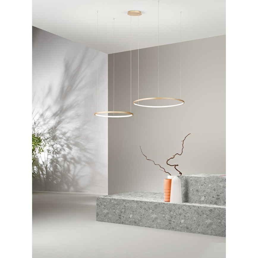 Ondaluce - Dimmelhető, sodronykábeles LED csillár SOEL LED/28W/230V + LED/38W átm. 80/60 cm arany