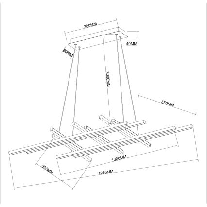 Ondaluce - LED fényerőszabályozható kábeles csillár MOVIDA LED/114W/230V fekete