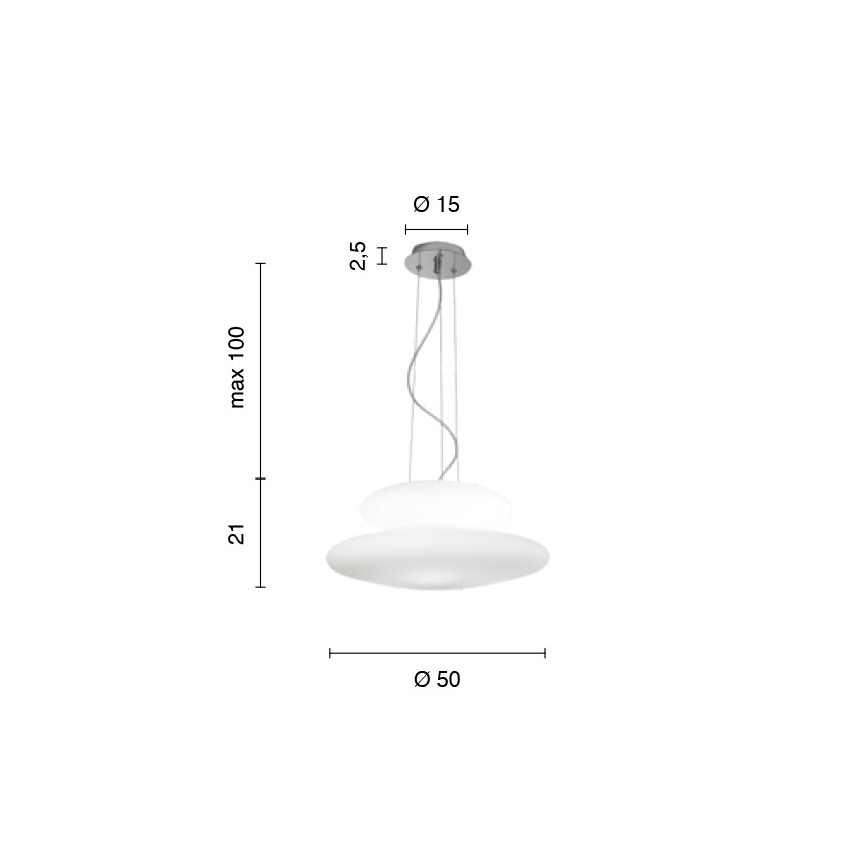Ondaluce - PAGODA kábeles csillár 3xE27/15W/230V + 2xE27/15W Ø 50 cm fehér