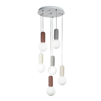 Ondaluce - ROCK kábeles függőlámpa 6xG9/7W/230V, átm. 35 cm, beton/barna/szürke/fehér