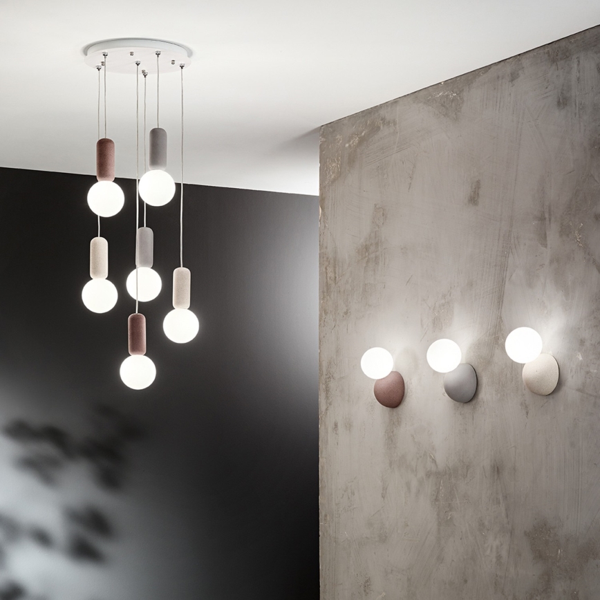 Ondaluce - ROCK kábeles függőlámpa 6xG9/7W/230V, átm. 35 cm, beton/barna/szürke/fehér