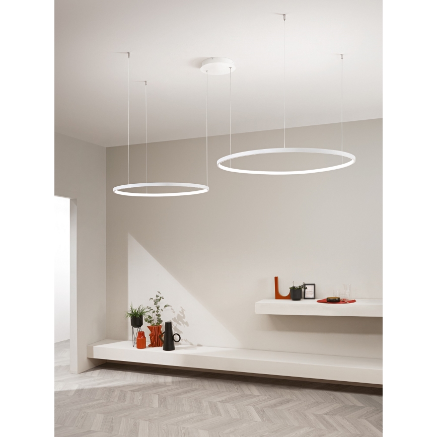 Ondaluce - SOEL LED fényerőszabályozható függeszték kábellel LED/28W/230V + LED/38W 3000/4000K átm. 80/60 cm fehér