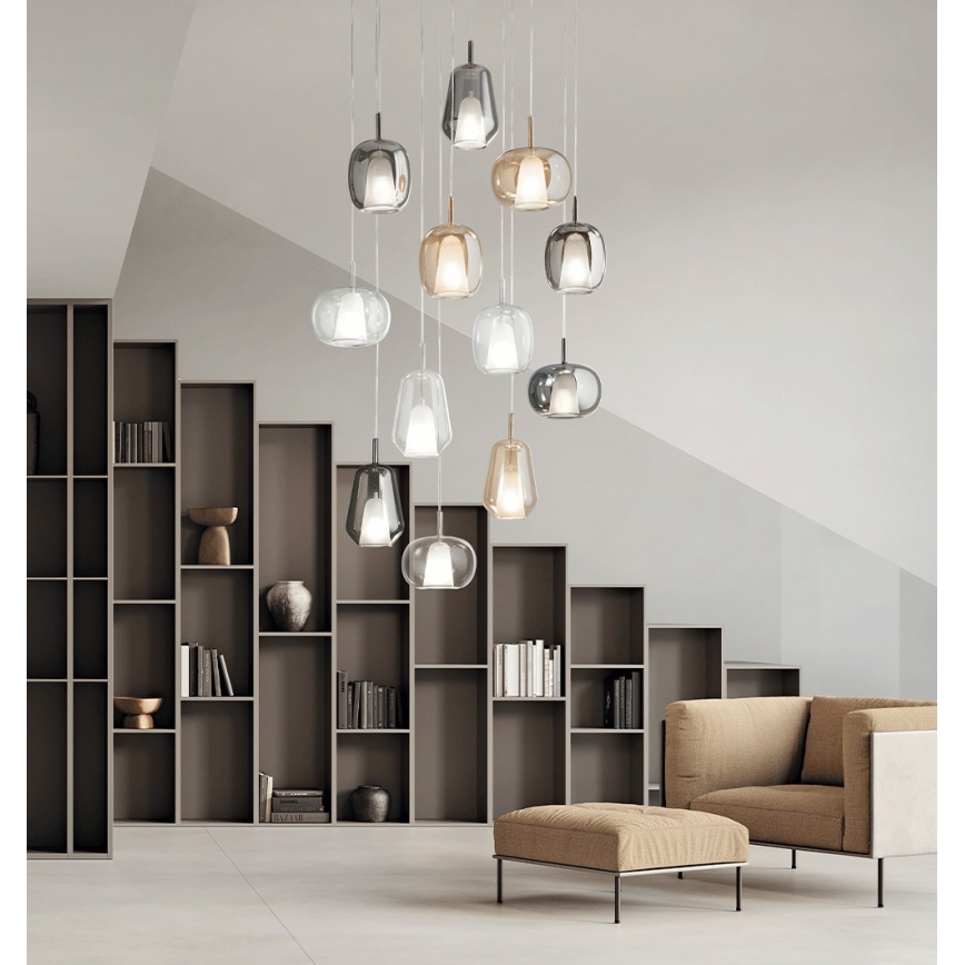 Ondaluce - THELMA kábeles csillár 1xE27/15W/230V füstszürke