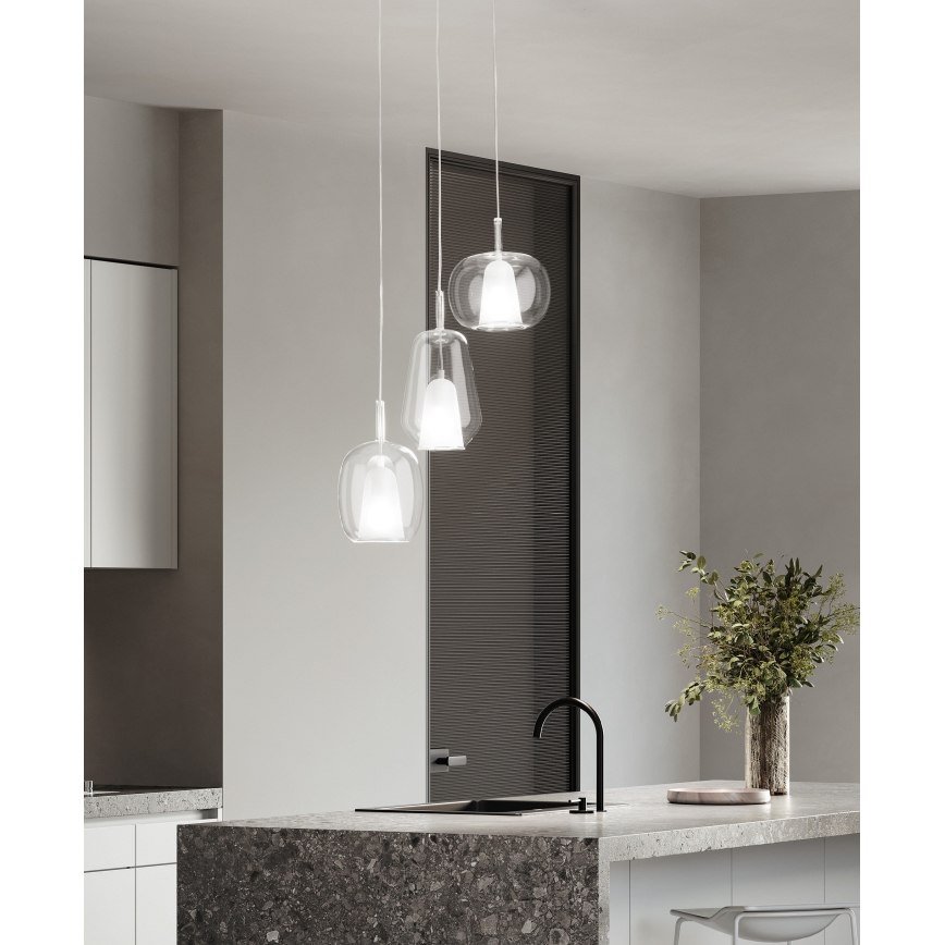 Ondaluce - THELMA kábeles függeszték 1xE27/15W/230V, átmérő 19 cm, arany/átlátszó