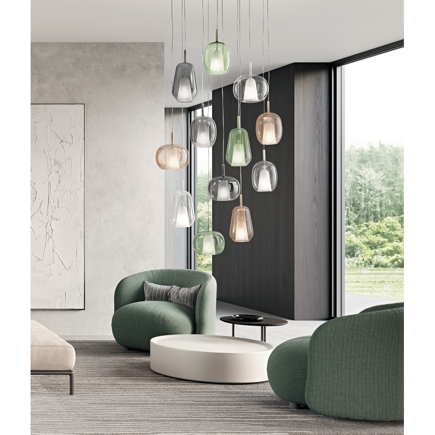 Ondaluce - THELMA kábeles függőcsillár 3xE27/15W/230V, átm. 19,5 cm, arany/átlátszó