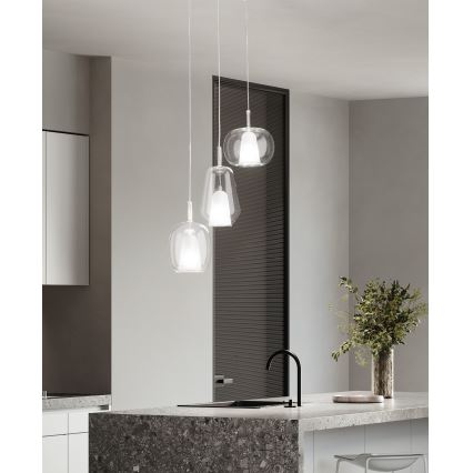 Ondaluce - THELMA kábeles függőcsillár 3xE27/15W/230V, átm. 19,5 cm, arany/átlátszó