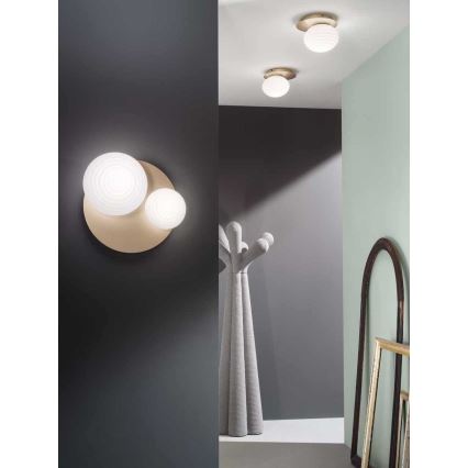 Ondaluce - TONDO fali lámpa 1xE14/10W/230V + 1xE27/15W arany/fehér