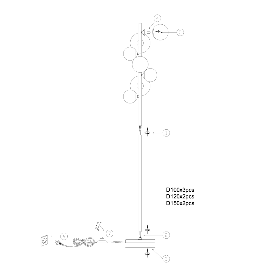 ONLI - Állólámpa PALOMA 7xG9/10W/230V arany