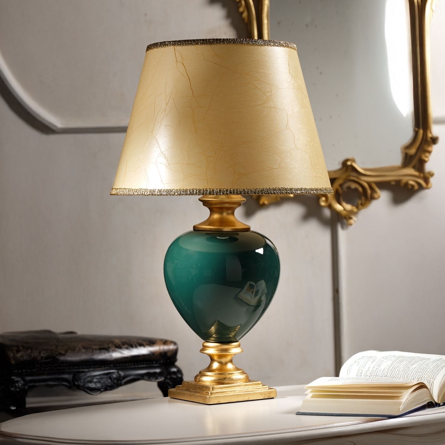 ONLI - Asztali lámpa AMADEUS 1xE27/15W/230V 72 cm zöld/arany