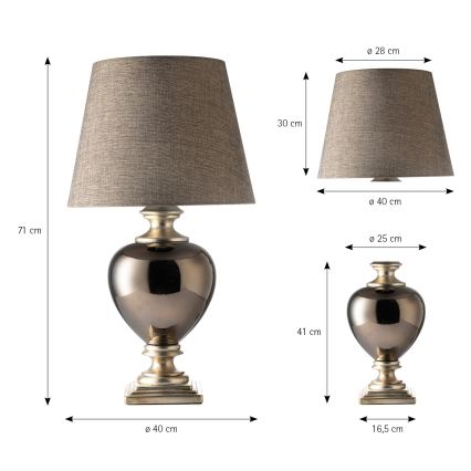 ONLI - Asztali lámpa AMADEUS 1xE27/15W/230V szürke