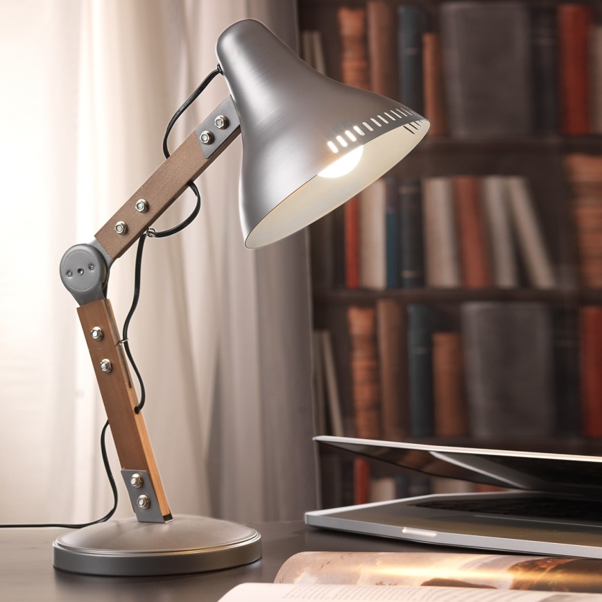 ONLI - Asztali lámpa ARCHITETTO 1xE27/22W/230V 62 cm szürke/barna