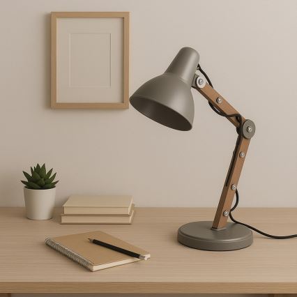 ONLI - Asztali lámpa ARCHITETTO 1xE27/22W/230V 62 cm szürke/barna