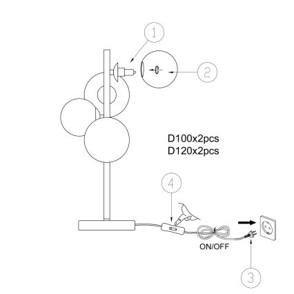 ONLI - Asztali lámpa PALOMA 4xG9/10W/230V 48 cm arany