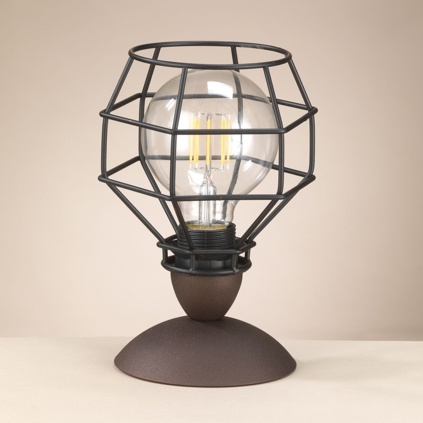 ONLI - Asztali lámpa PÓK 1xE27/15W/230V 23 cm fekete/barna