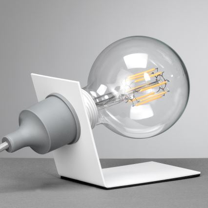 ONLI - Asztali lámpa WIRE 1xE27/15W/230V 9 cm szürke/fehér