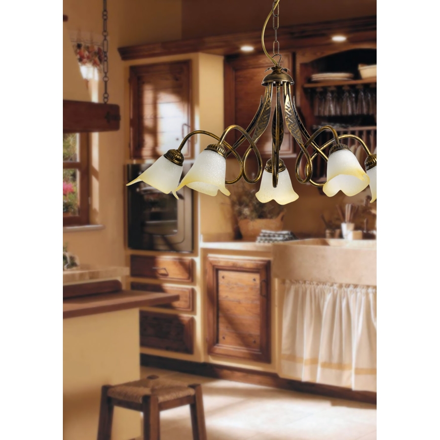 ONLI - Csillár láncon DOPPIO GIRO 3xE14/6W/230V bronz