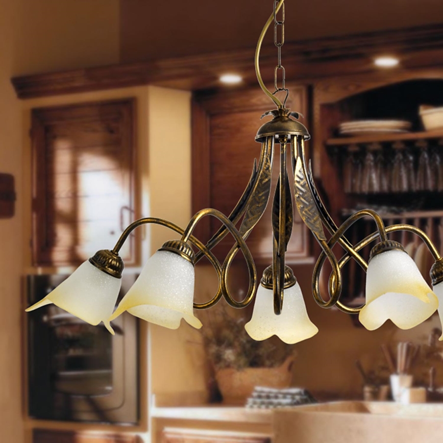 ONLI - Csillár láncon DOPPIO GIRO 5xE14/6W/230V bronz