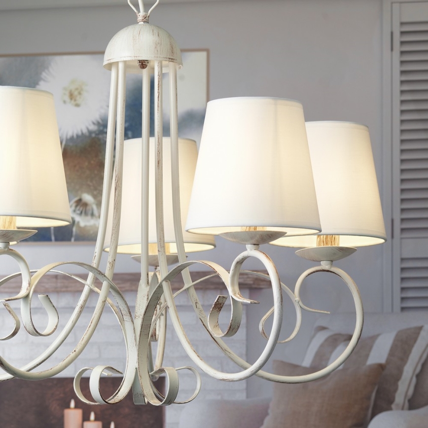 ONLI - Csillár láncon POMPEI 5xE14/6W/320V fehér