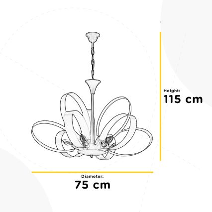 ONLI - Csillár láncon SERENA 9xE14/6W/230V fehér
