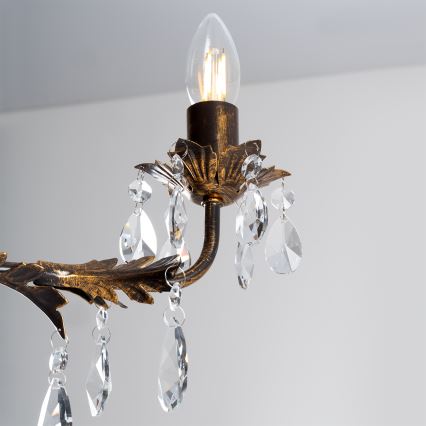 ONLI - Csillár láncon TERESA 3xE14/6W/230V bronz