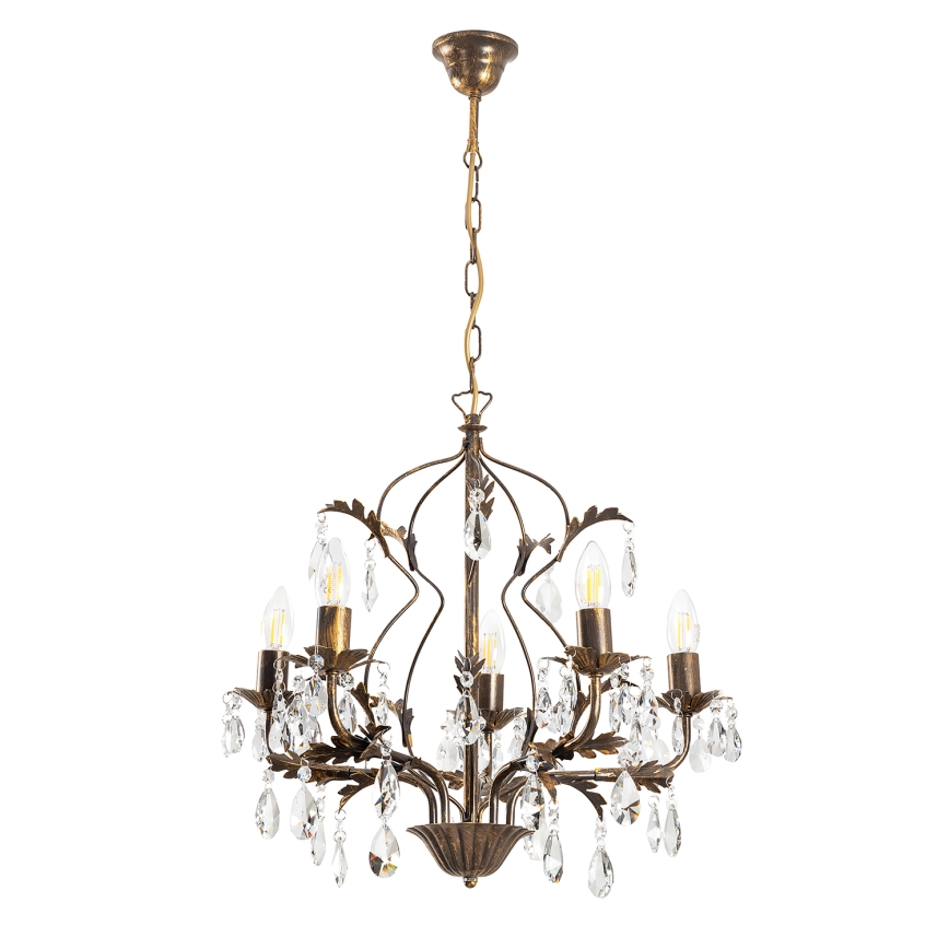 ONLI - Csillár láncon TERESA 5xE14/6W/230V bronz