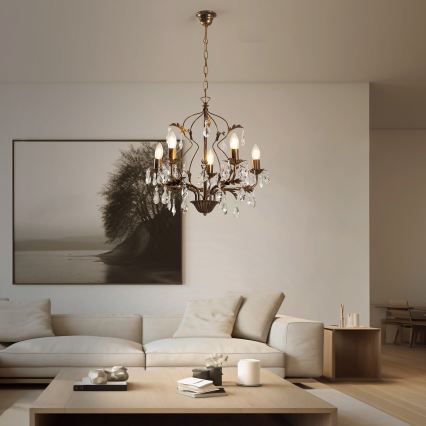 ONLI - Csillár láncon TERESA 5xE14/6W/230V bronz