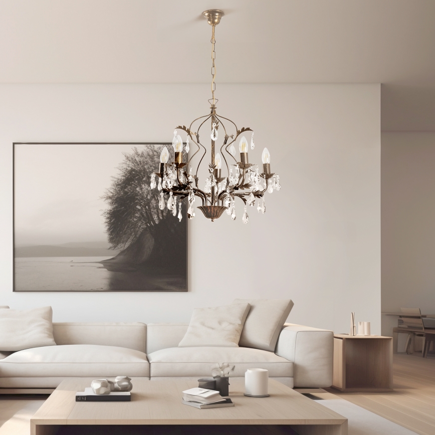 ONLI - Csillár láncon TERESA 5xE14/6W/230V bronz