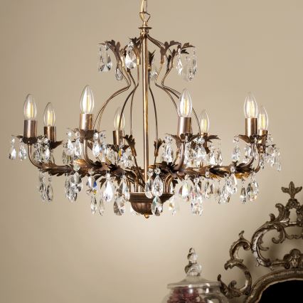 ONLI - Csillár láncon TERESA 8xE14/6W/230V bronz