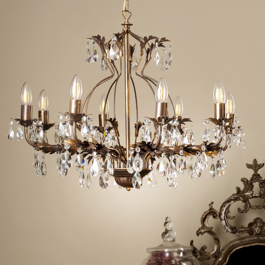 ONLI - Csillár láncon TERESA 8xE14/6W/230V bronz