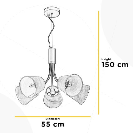 ONLI - Csillár zsinóron ASIA 5xE14/6W/230V