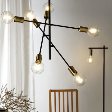 ONLI - Csillár zsinóron CROSS 6xE27/22W/230V fekete/réz