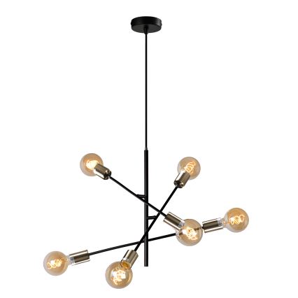 ONLI - Csillár zsinóron CROSS 6xE27/22W/230V fekete/réz