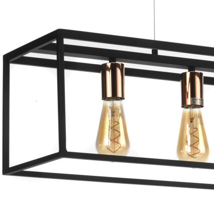 ONLI - Csillár zsinóron FLOKI 4xE27/15W/230V fekete/réz