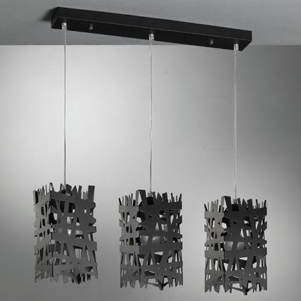 ONLI - Csillár zsinóron FORESTA 3xE27/15W/230V fekete