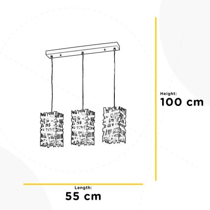 ONLI - Csillár zsinóron FORESTA 3xE27/15W/230V fekete