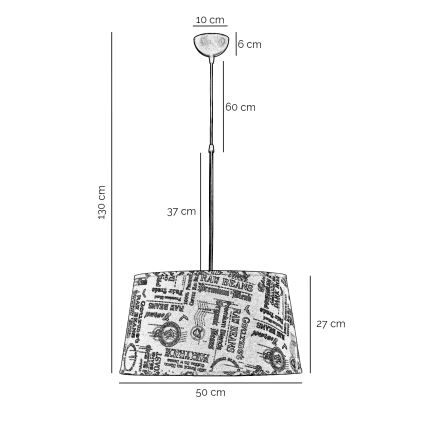 ONLI - Csillár zsinóron MAIDA 1xE27/15W/230V átm. 50 cm barna
