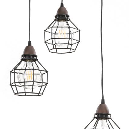ONLI - Csillár zsinóron PÓK 3xE27/15W/230V fekete/barna