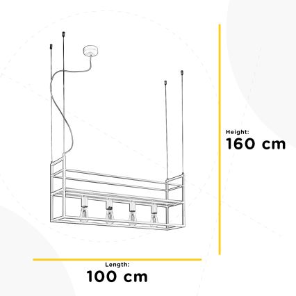 ONLI - Csillár zsinóron polccal JEFFER 4xE27/22W/230V fehér