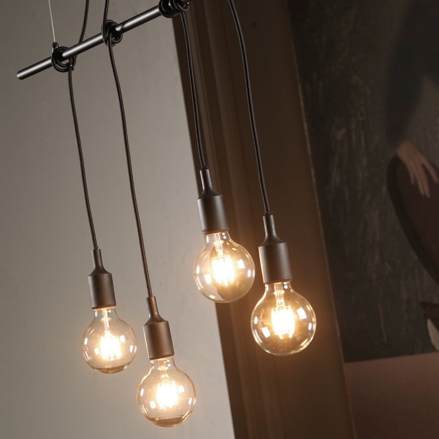 ONLI - Csillár zsinóron WIRE 4xE27/15W/230V fekete