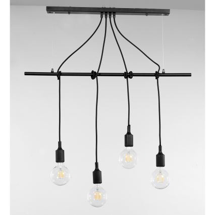 ONLI - Csillár zsinóron WIRE 4xE27/15W/230V fekete