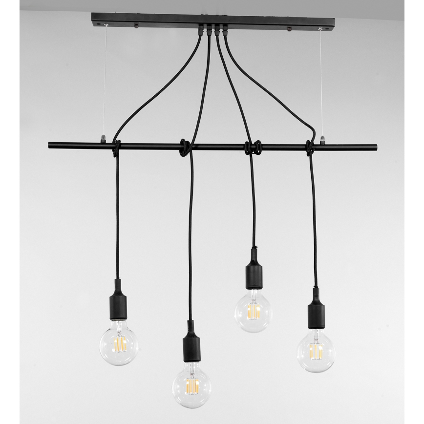 ONLI - Csillár zsinóron WIRE 4xE27/15W/230V fekete