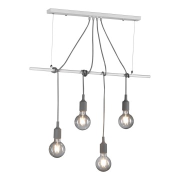 ONLI - Csillár zsinóron WIRE 4xE27/15W/230V szürke/fehér