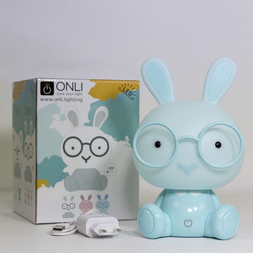 ONLI - LED dimmelhető gyerek éjjeli lámpa PUPPIES LED/3W/230V 22 cm nyuszi/kék