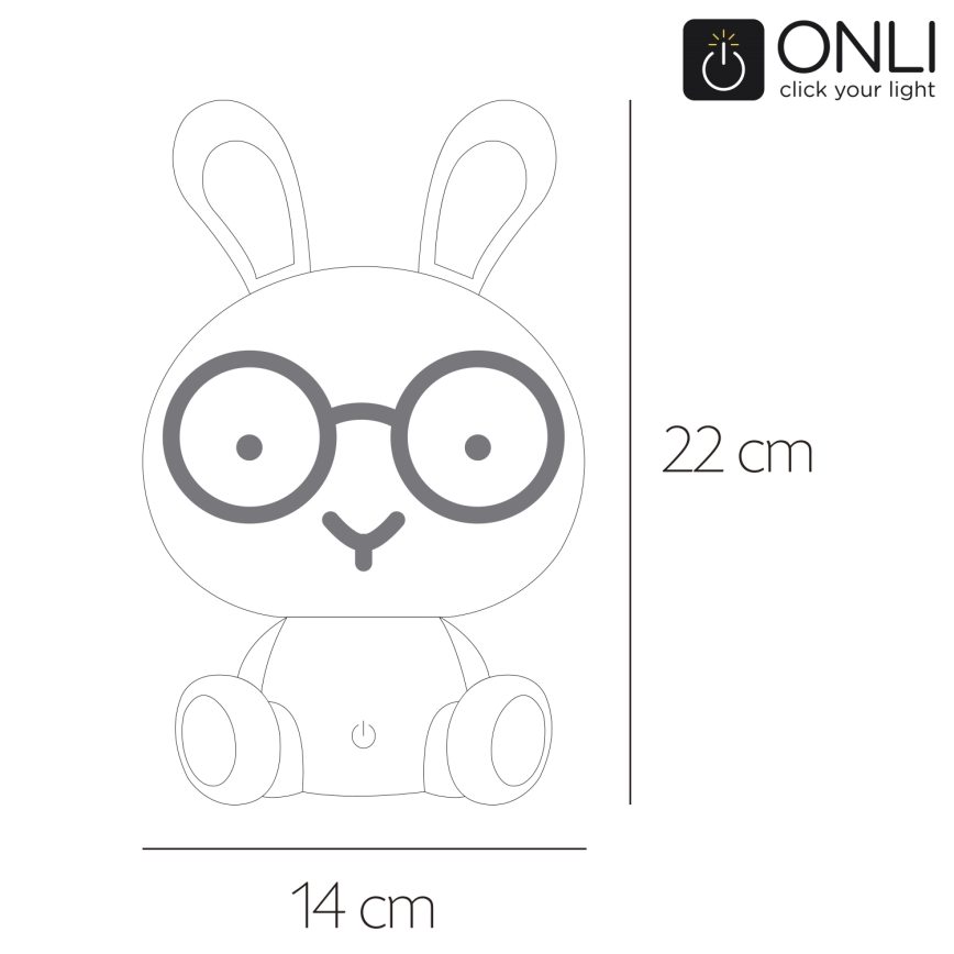 ONLI - LED dimmelhető gyerek éjjeli lámpa PUPPIES LED/3W/230V 22 cm nyuszi/kék