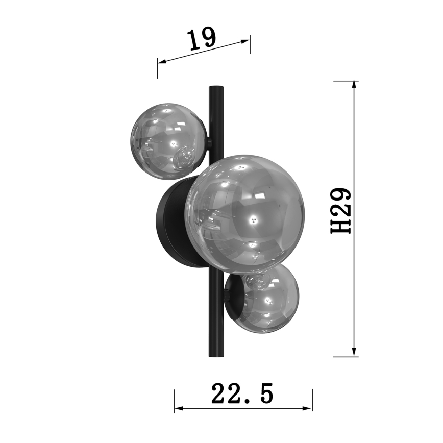 ONLI - Fali lámpa PALOMA 3xG9/10W/230V fekete/füstös